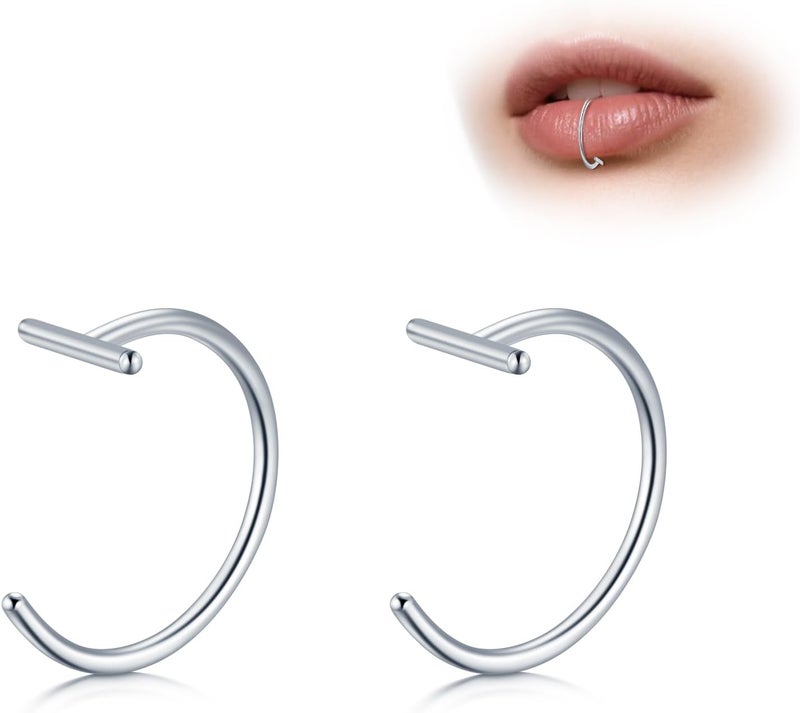 D.Bella Fake Nose Lip Ring Faux Clip on No Pierced Non Piercing Helix Cartilage Earring Ear Cuff Faux Body Piercing Jewelry for Women Men - Image 1